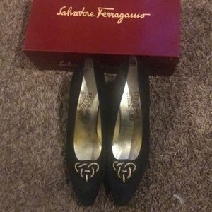New Salvatore Ferragamo Black Velvet Heels
